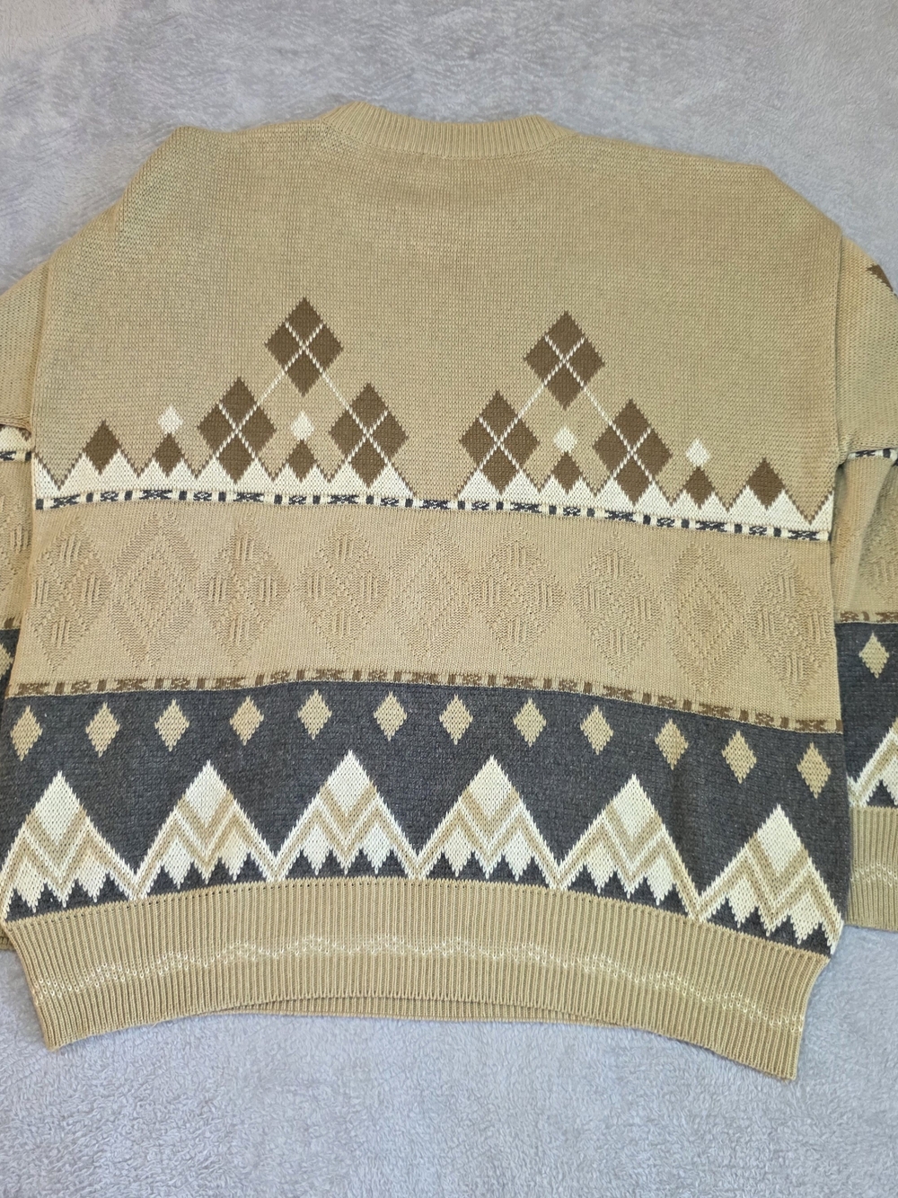 Vintage 90s Maglificio Florence Geometric Crewneck Sweater Men's L Aztec Argyle - Picture 2 of 7